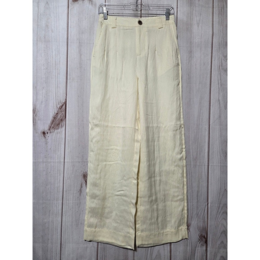 A New Day Womens High-Rise Wide Leg Trousers‎ Cream Lyocell Blend Size 2 NWT